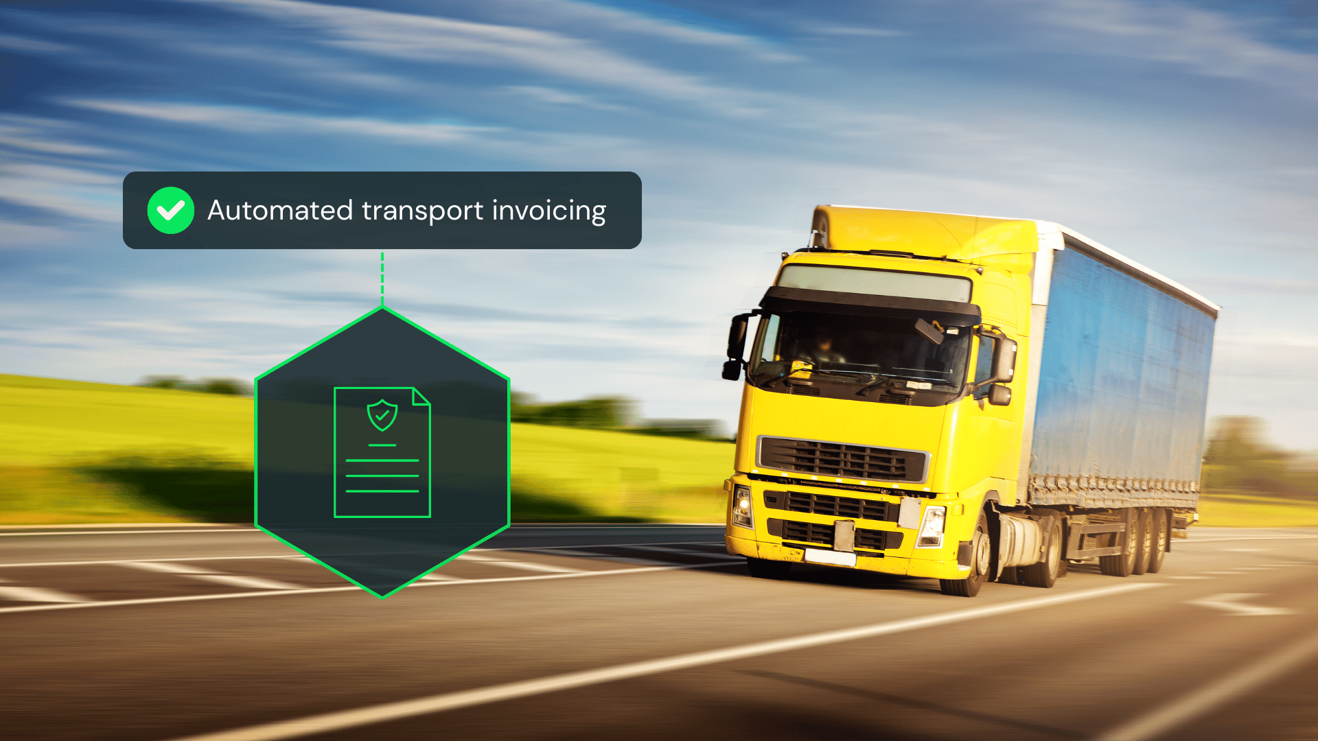 Yellow truck driving on empty road