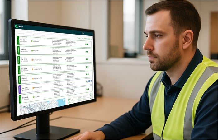 Subcontractor using the Qargo portal on a desktop screen
