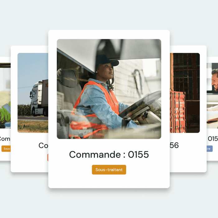 Fiches de commande dans Qargo, avec une commande attribuée à un sous-traitant